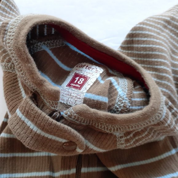 Carter's Boys Pajamas Footed Dog Lightweight Zip Cotton Size 18 Months Brown - Picture 8 of 12